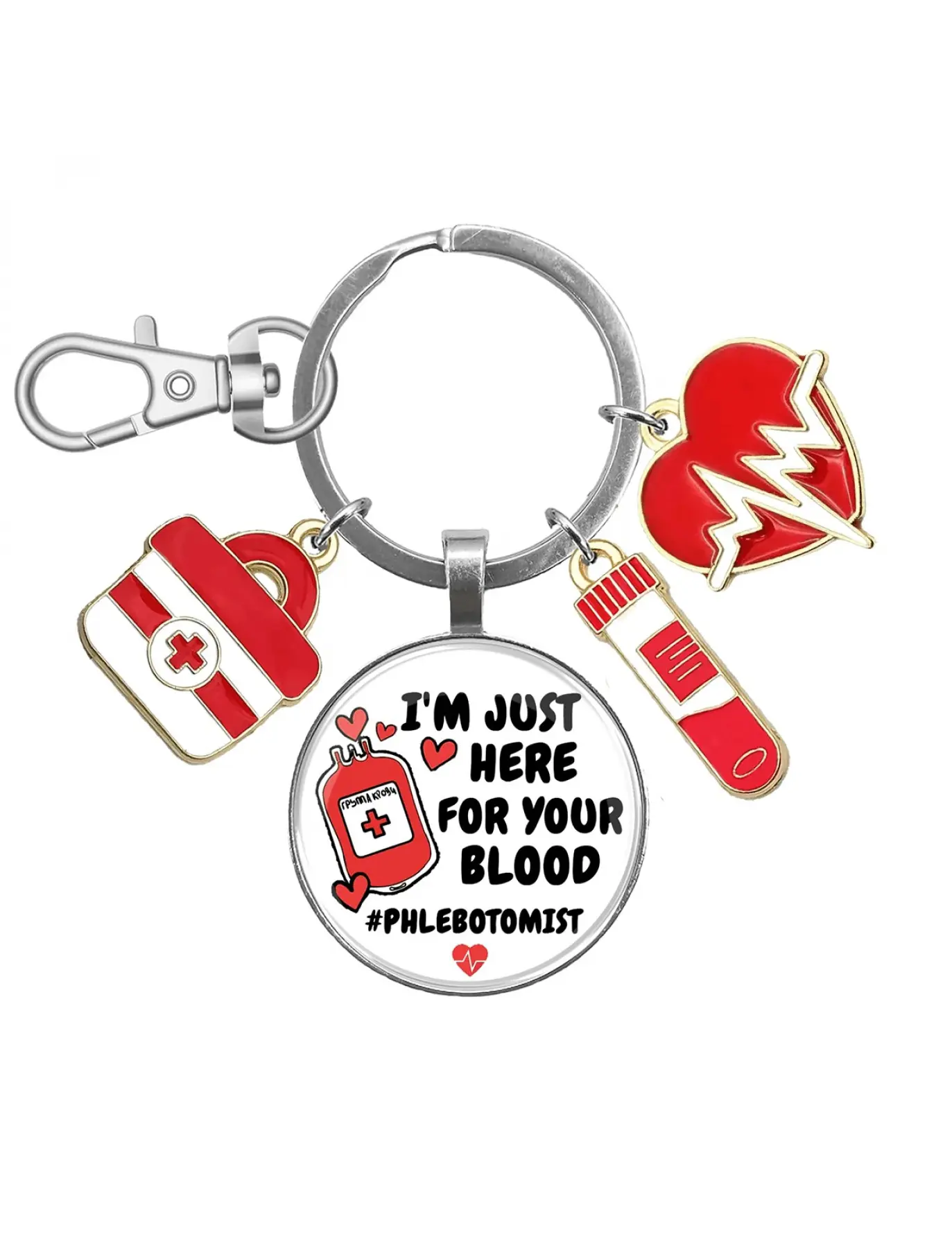 Phlebotomist Keychain Gift, Phlebotomy Tech Nurse Appreciation, Medical Lab Technology Present For Blood Donor Month, Christmas Key Ring Gifts For Mother, Father, Graduation, And Teacher