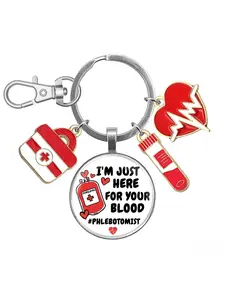 Phlebotomist Keychain Gift, Phlebotomy Tech Nurse Appreciation, Medical Lab Technology Present For Blood Donor Month, Christmas Key Ring Gifts For Mother, Father, Graduation, And Teacher