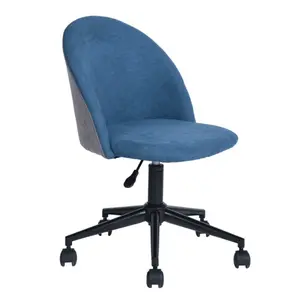 Home Office Task Chair, Mid-Back Armless Twill Fabric Adjustable Swivel Task Chair for Small Space, Living Room, Make-up, Studying