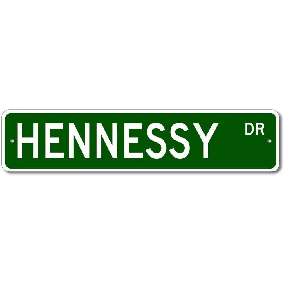 Retro Hennessy Drive Street Aluminium Metal Tin Sign, 4x16 In Home Decor for Bar, Pub & Home Wall Art Plaques
