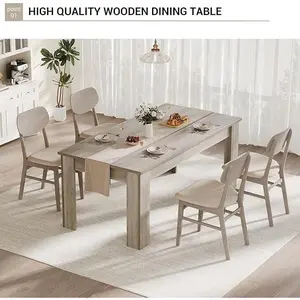 Dining Table for 4-6, 63 Inch Farmhouse Dining Table, Large Wooden Rectangular Dinner Table for 4 for Apartment, Small Space,18 Grey