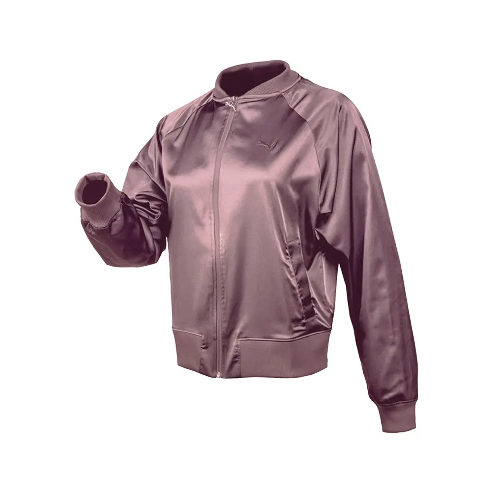 PUMA Womens Elevated Essentials Satin Bomber Jacket Athletic Outerwear Casual - Purple