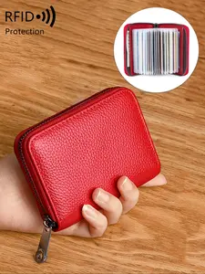 Unisex Credit Card Wallet, Large Capacity Multi-Card Slots with ID Window, Rfid Card Slots, Zipper Card Case, Daily Use Business Card Holder, Christmas gifts, Valentine's Day gifts, ideal gifts