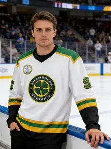 St. John's Shamrocks Ice Hockey Jersey with Classic Retro Design, Fitted Long Sleeve Apparel for All Seasons, Unique Gift for Sports Fans