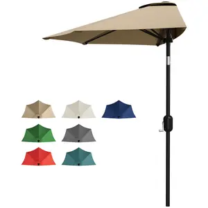 9 Feet Half Shade Patio Umbrella, Outdoor Canopy with Easy Smooth Crank Lift, Ideal for Patio Backyard Garden Deck Balcony Decoration