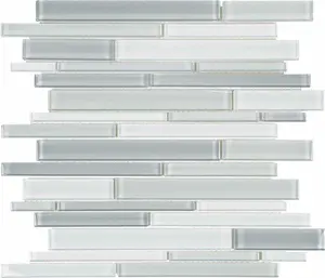 Element Grey Random Strip Glossy Glass Mosaic