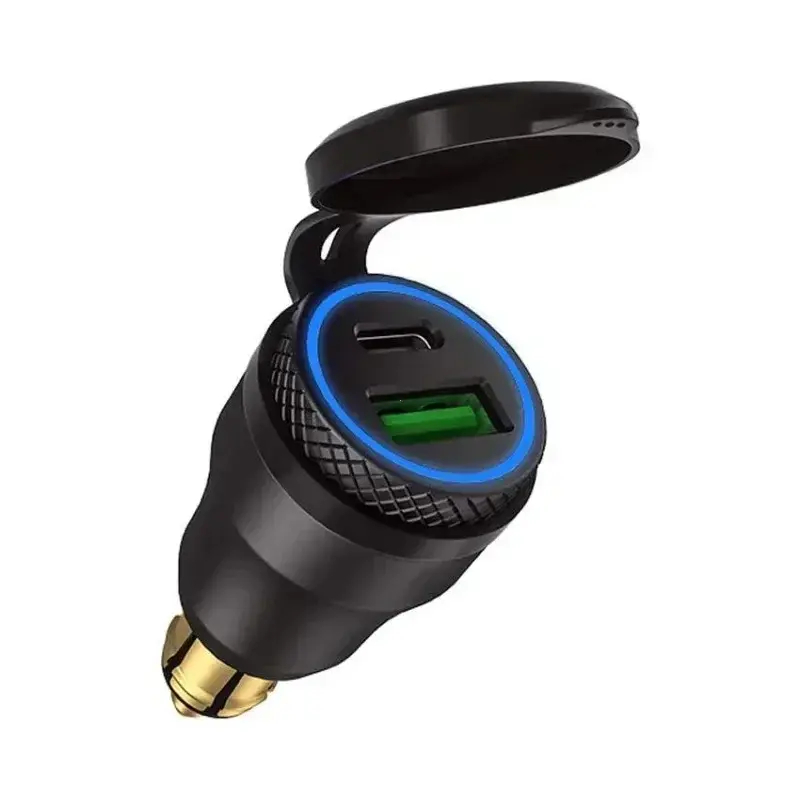 30W Waterproof Motorcycle USB Charger, QC3.0 & USB-C PD Power Adapter with Hella DIN Plug Socket, Quick Charger for BMW, Ducati