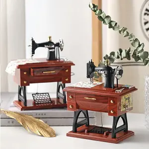Vintage Sewing Machine Music Box - Home Desktop Decoration, Bedroom Living Room Small Ornament, Sewing Machine Model