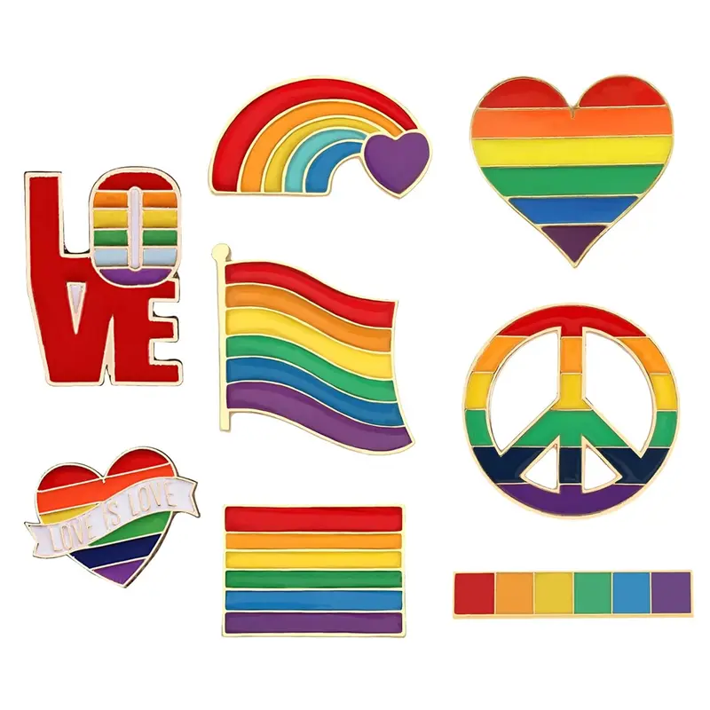 Pack of 8 Gay Pride Rainbow Flag Lapel Pins Enamel LGBTQ Lapel Pins Rainbow Brooch LGBTQ Decoration for Clothes, Backpacks, Hat