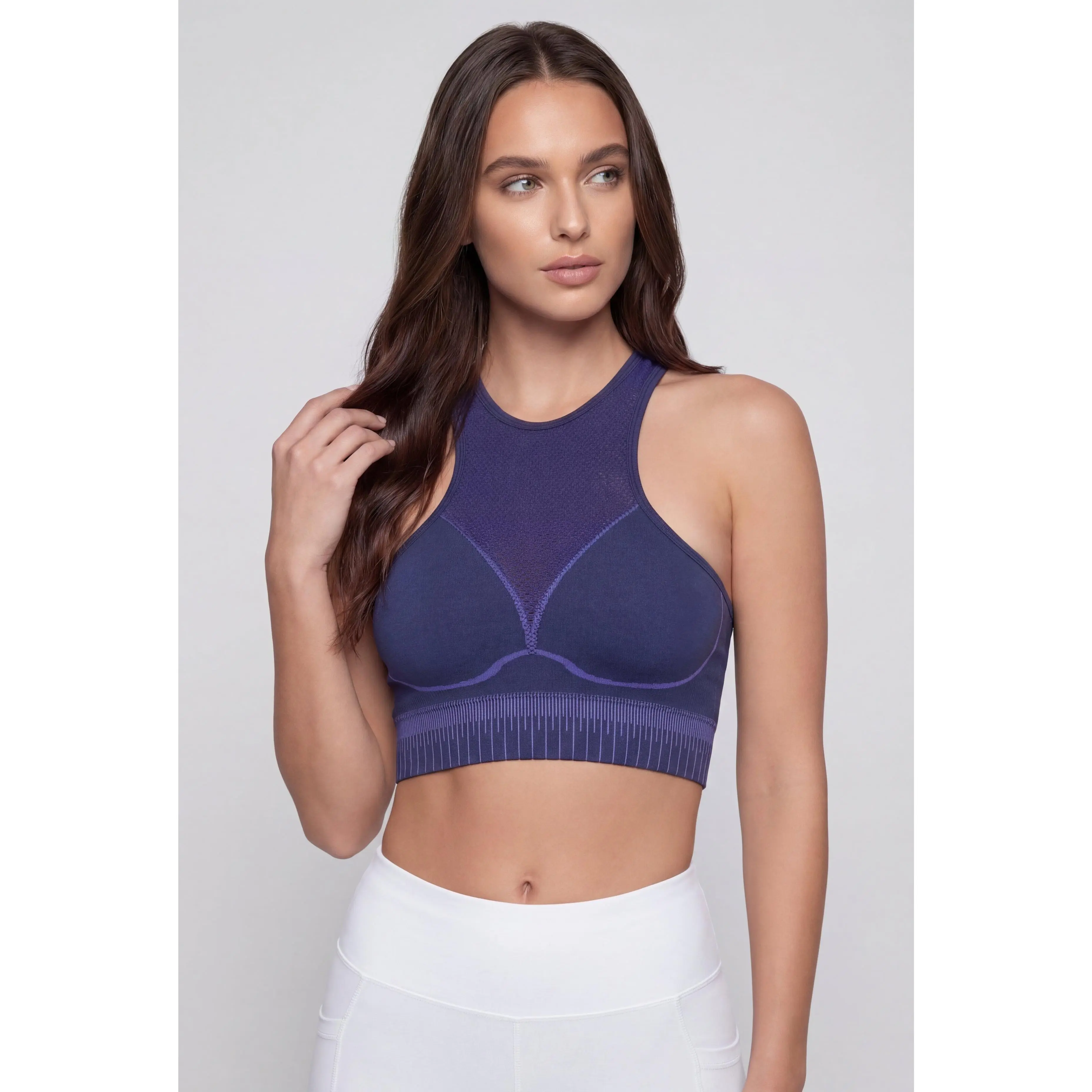 Contrast Trim Fishnet Sports Bra