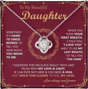 To My Daughter Necklace from Dad Mom - Daughter Gifts from Mother Father, Beautiful Necklace for Birthday, Graduation, Wedding Day, Mothers Day Gift for Adult Grown Daughters, Unique Presents Ideas, Necklace With Message Card And Box