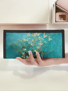 Floral Pattern Triangle Pencil Case, Portable Multi-Functional Stationery Storage Bag, Zipper Design, Unisex, All Seasons