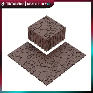 44 Pcs Deck Tiles, 12 X 12in Interlocking Patio Flooring - Outdoor Waterproof Tiles for All Weather Use - Balcony, Backyard, Indoor & Outdoor (Stone Style, 44 Square Ft)