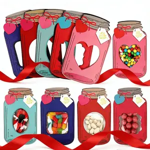 25/50 Pieces Cute Mason Jar Valentine Cards, Custom Message Card, Creative DIY Style, with To/from Identifier, Boy Girl Classroom Exchange Gift