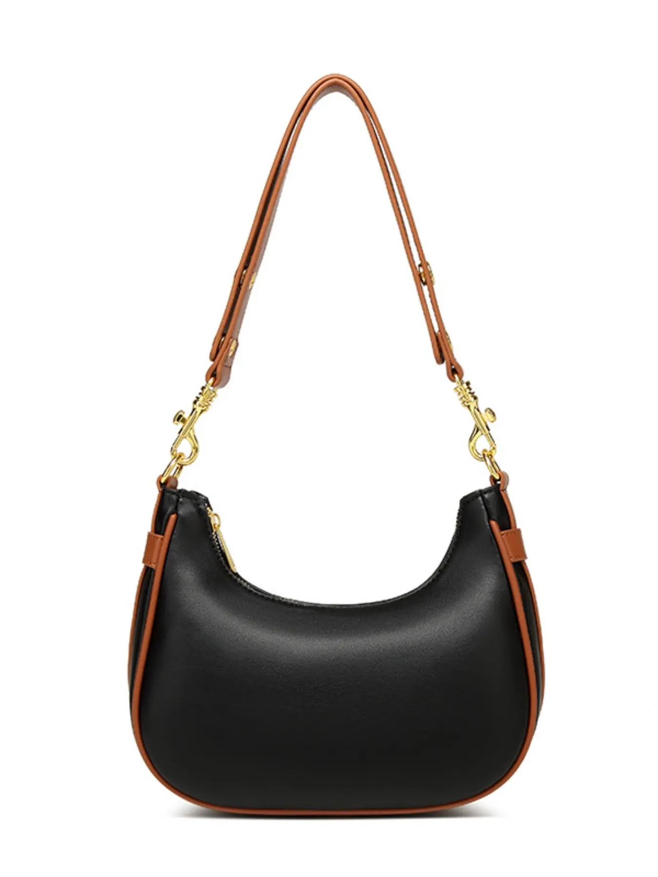 Pure Color Vintage Shoulder Bag, Unique Design Underarm Purse, New Fashion Versatile Crossbody Crescent Saddle Bag, Cowhide Leather Crossbody