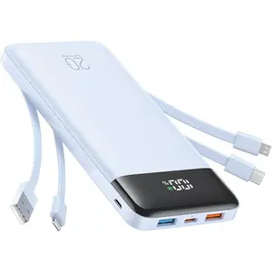 20000mAh Portable Charger with 4 Built-in Cables & 6 Outputs, 20W Power Bank Fast Charging - USB C External Battery Pack for iPhone 16 15 14, Android, iPad, Tablet & More (Travel Essential)