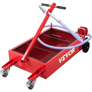 VEVOR Oil Drain Pan, Low Profile Oil Drain Pan, Large Capacity Oil Change Pan, Foldable Hand, with Pump, Hose, Swivel Casters Wheels for Car, SUV, Trucks Oil Draining