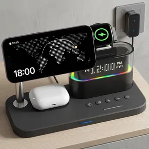 Magnetic Wireless Phone Charger Stand 3 in 1: Fast Qi Charging for iPhone Samsung Phone Watch AirPods Pro Portable Multi-Device Charger Home Office Travel