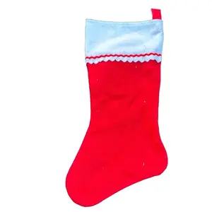 Holiday Style Stocking Stuffer - Red Color with White Trim and Ribbons, Ideal for Christmas Decor