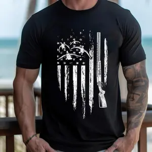 Duck Hunting T-Shirt – American Flag Waterfowl Goose Shirt, Perfect Gift for Hunters, Hunting Dad, Outdoorsman Tee