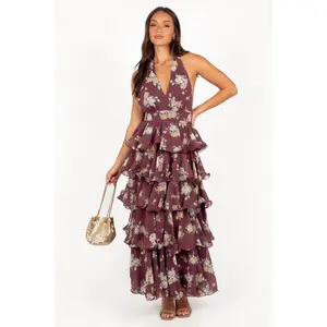 Kendall Maxi Halterneck Dress - Dark Wine