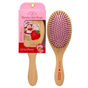Berry Shortcake Wooden Paddle Brush - Bamboo Handle Pink Color for Gentle Brushing Ideal for Cleaning & Maintaining Hair Detangling & Smoothness - Paddlebrush