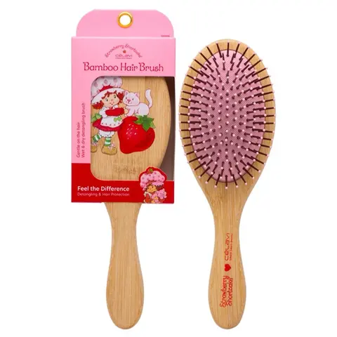 Berry Shortcake Wooden Paddle Brush - Bamboo Handle Pink Color for Gentle Brushing Ideal for Cleaning & Maintaining Hair Detangling & Smoothness - Paddlebrush