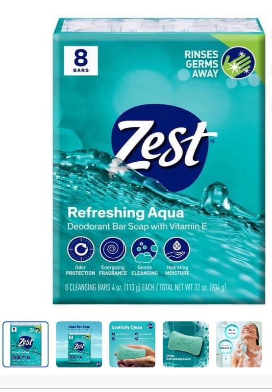 Rotating Multi-Function Sun Zest Deodorant Bar Soap, Hydrating Moisture for All Skin Types, Aqua, 4 oz, 8 Bars Visor Phone Holder