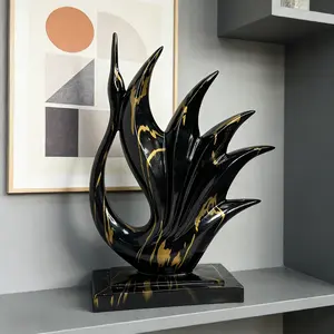Black and Gold Elegant Dancing Swan Resin Statue – The perfect decoration for homes, offices, and bars. Suitable for both indoor and outdoor display, making it an excellent gift choice that conveys taste and sentiment.