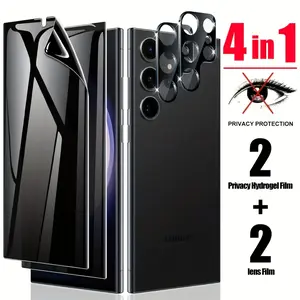 4 Packs Privacy Soft Hydrogel Film + Tempered Glass Protector for Samsung Galaxy S26/S26 Plus/S26 Ultra/S Series, Full Coverage Screen Protector, Oleophobic Coating, Case Friendly, Fingerprint Unlock Support, Bubble.....