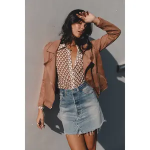 Spencer Faux Suede Moto Jacket - Tan