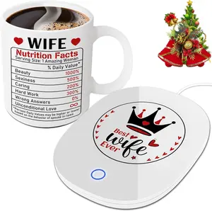 Christmas Gift  Clearance Smart Warmer Thermostat Coaster with Mug for Wife - Automatic Shut-off Ceramic Coffee Mug Warmer for Birthday, & Mothers Day - Tableware Gift Set
