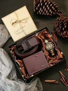 5pcs Luxury Business Men's Gift Set, Belt Wallet Watch Card, Birthday Gift Box, Perfect for Daily, Birthday, Father's Day, Valentine's Day, Christmas Gifts
