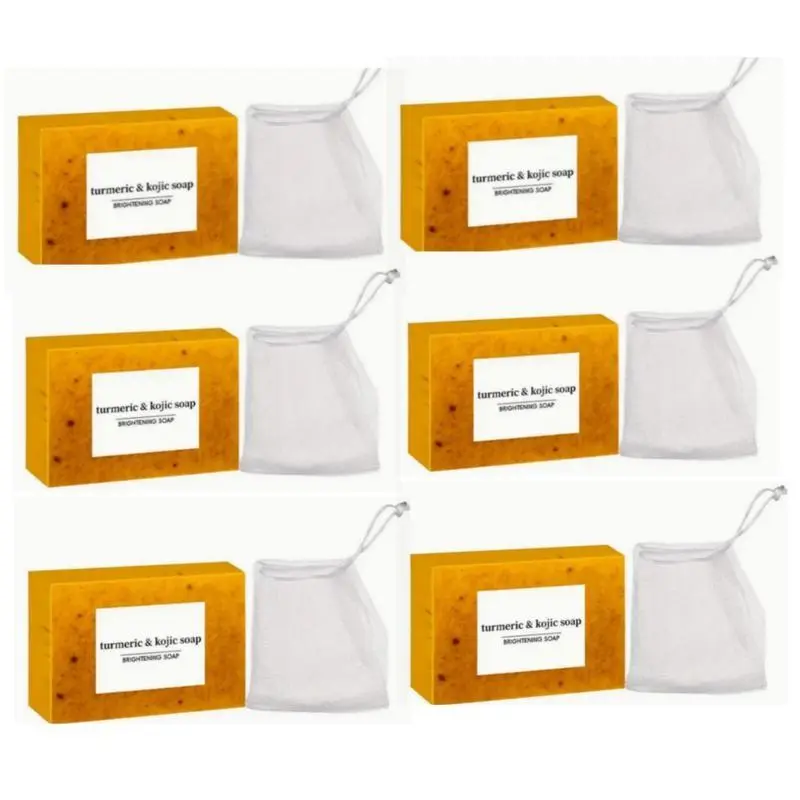 Lemon Turmeric & Kojic Acid Soap Bar, Summer Acne Face & Body Wash for Men & Women, Daily Skincare Cleanser Sets with Soap Saver Bags, Christmas Gift sohochic,backtoschool Brightening natural blend skin repair