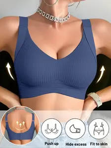 【5PCS Women's Sports Bra Set】Seamless Wire-Free Bra with Soft Elastic Fabric, Adjustable Straps & Back Closure, Full Support for Workout, Yoga & Daily Wear!