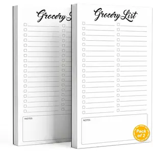 60 Sheets 2-Pack Undated Fridge Grocery List Magnet Pads with Checkbox Layout, Notes Section - 4.5x7.5in Refrigerator Mountable Notepad, Easy Tear-Off, Track Food, Beverages, Household Items
