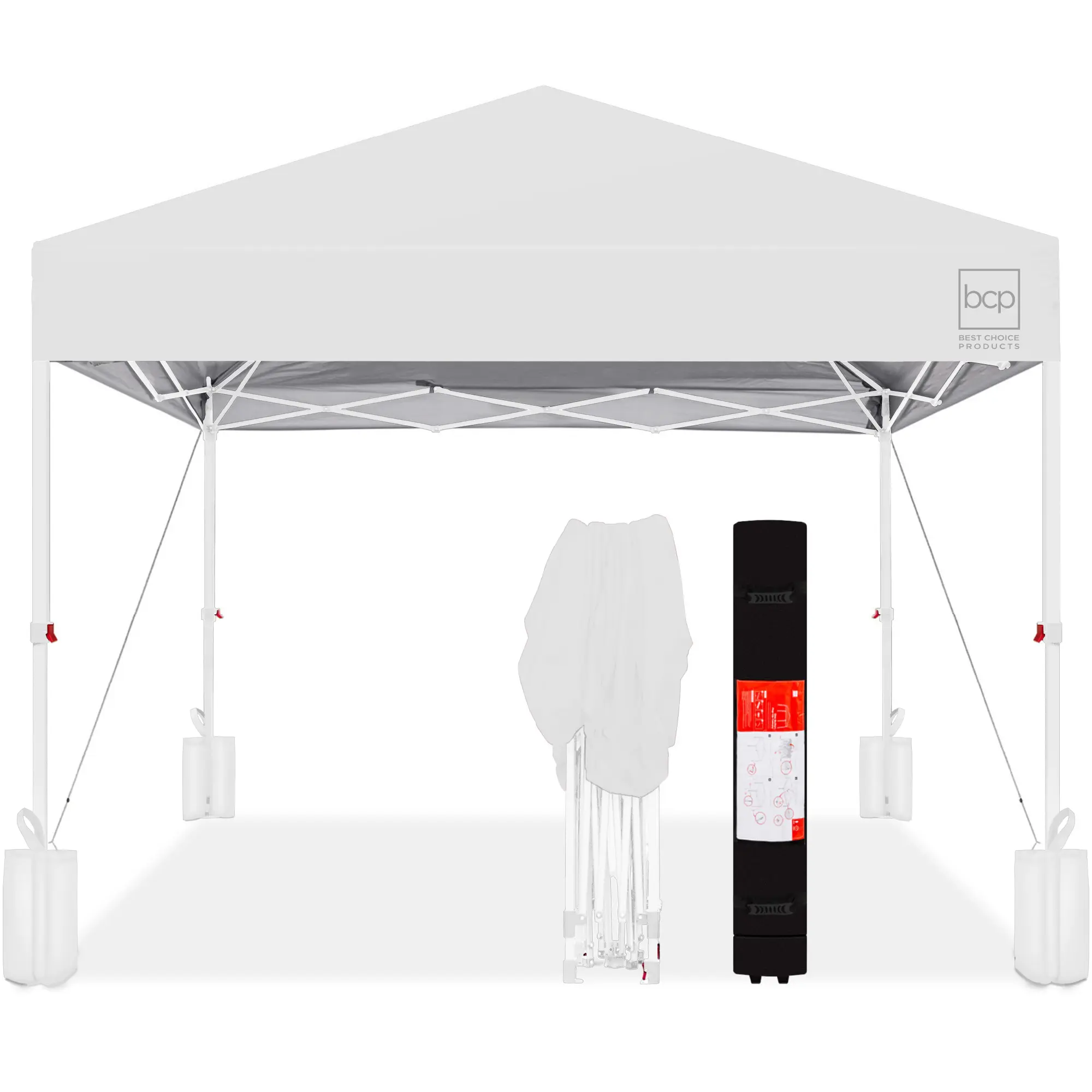 Best Choice Products 10x10ft Easy Setup Pop Up Canopy w/ 1-Button Setup, Wheeled Case, 4 Weight Bags