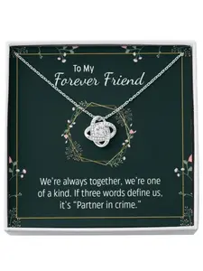 To My Forever  Friend Love Knot Necklace with Message Card and Gift Box Thank You Jewelry for BFF, Sentimental Friendship Anniversary Gift