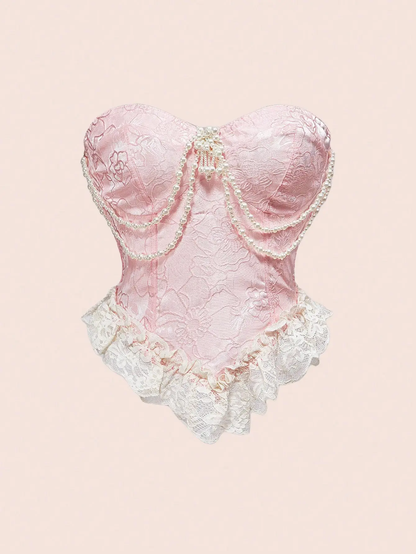 Women's Pink Victorian Lace Satin Top | Pearl Brooch Decor Vintage Palace Blouse | Spring Summer Kawaii Romantic Coquette Party Tea Party Date Elegant Princess Top for Women