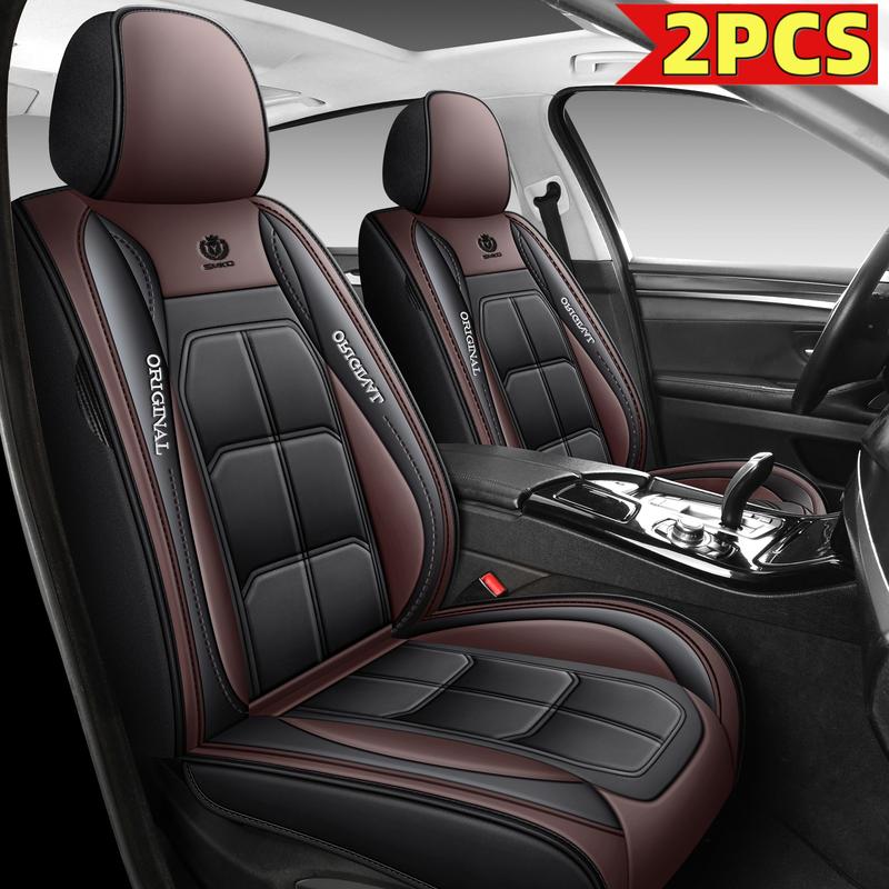 Universal Car Seat Cover Comfortable Durable Protector for All Cars 2PCS Black Leather Look