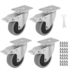 4 Inch Caster Wheels Set of 4, Heavy Duty Casters with Dual  1240 Lbs, 360? Swivel Top Plate Casters Wheels, Industrial Casters No Noise Wheels for Cart, Furniture, Workbench