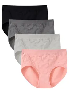 Women's 4pcs Solid Color Panty, Seamless Breathable Fit Knicker for Everyday Wear, Underwear for Women, Women Comfy Underwear, Women's Underwear for All Seasons