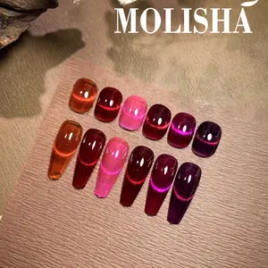 MOLISHA Nude Red Gel Nail Polish Kit - Aurora Nebula Magnetic Gel Polish, Magnetic Tool Included, Ideal Gift for Women’s Shiny Custom Nail Art elegant look