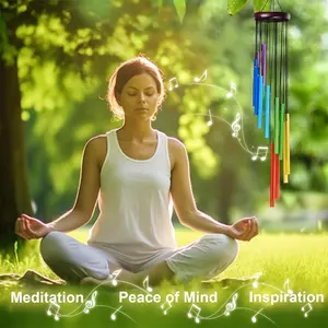 Outdoor Wind Chimes with 12 Aluminum Tubes, Colorful Hanging Wind Chimes for Garden, Patio, Yard, Soothing Memorial Wind Chime Gift for Women, Mom, Home Decor