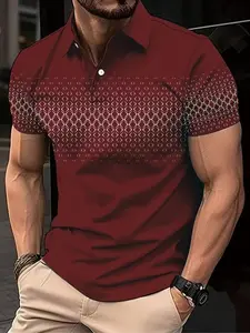 Huanling Colorful Polyester Quick-Dry Shirt Unique Huanling Pattern Design Breaks Monotony And Adds Fashion Sense The Pink Color Is Full of Vitality, And The Gradient Effect Adds More Depth. Classic Collar Style Suitable for Various Occasions