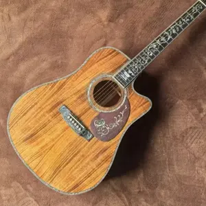 Brown Retro Elegance D45 Corner Design Acoustic Guitar All Koa Ebony Fingerboard Essential for Playing and Singing