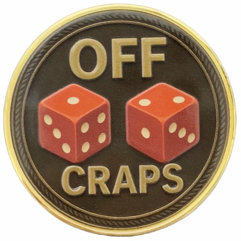 CRAPS ON/OFF Players Club Challenge Coin - Premium Metal Weight, Shiny Edge, Deep Enamel, and Detailing