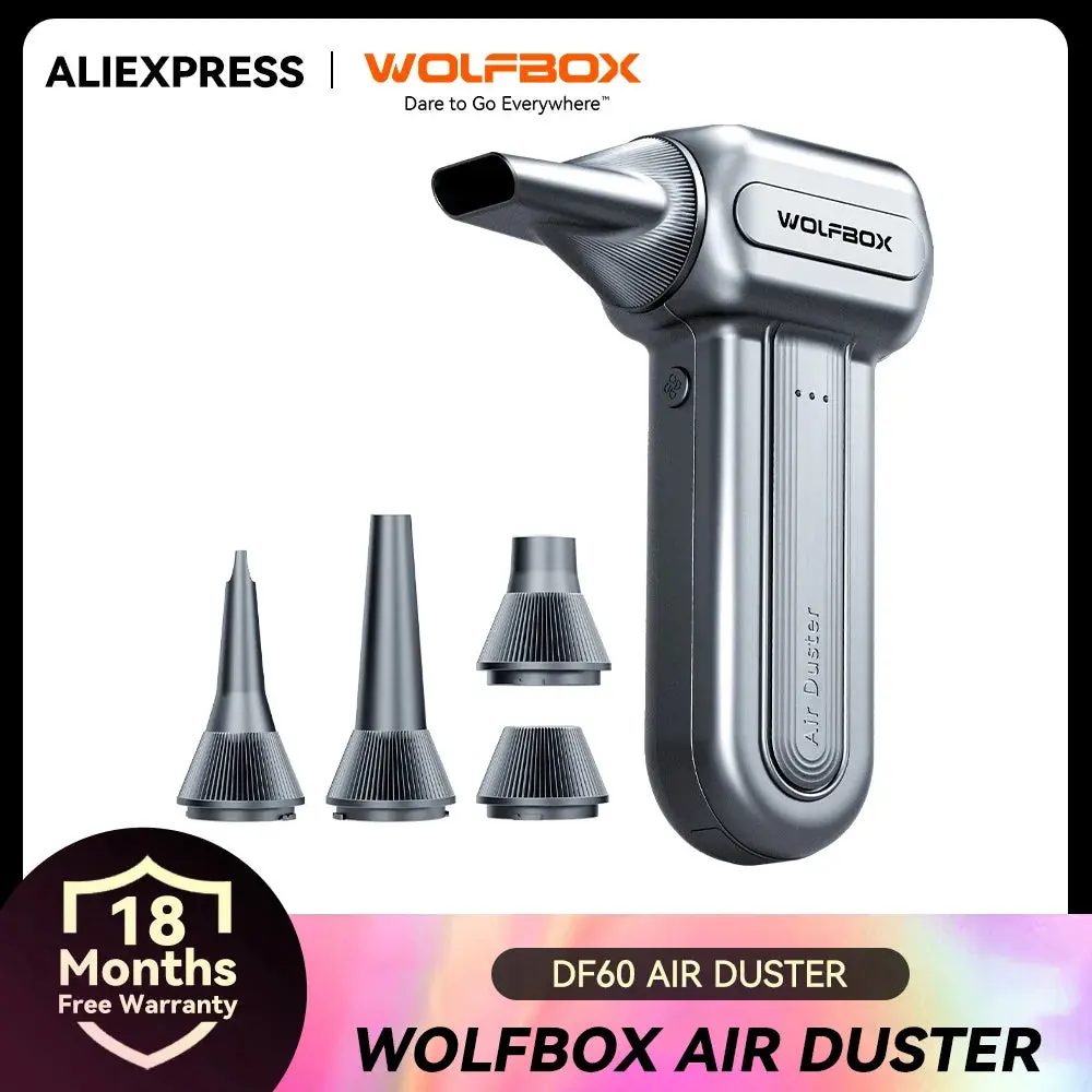 Wolfbox Air Duster Pro – 110,000RPM Cordless Electric Air Duster | 3-Speed Rechargeable Blower for PC, Keyboard, Car, Camera & Home Cleaning