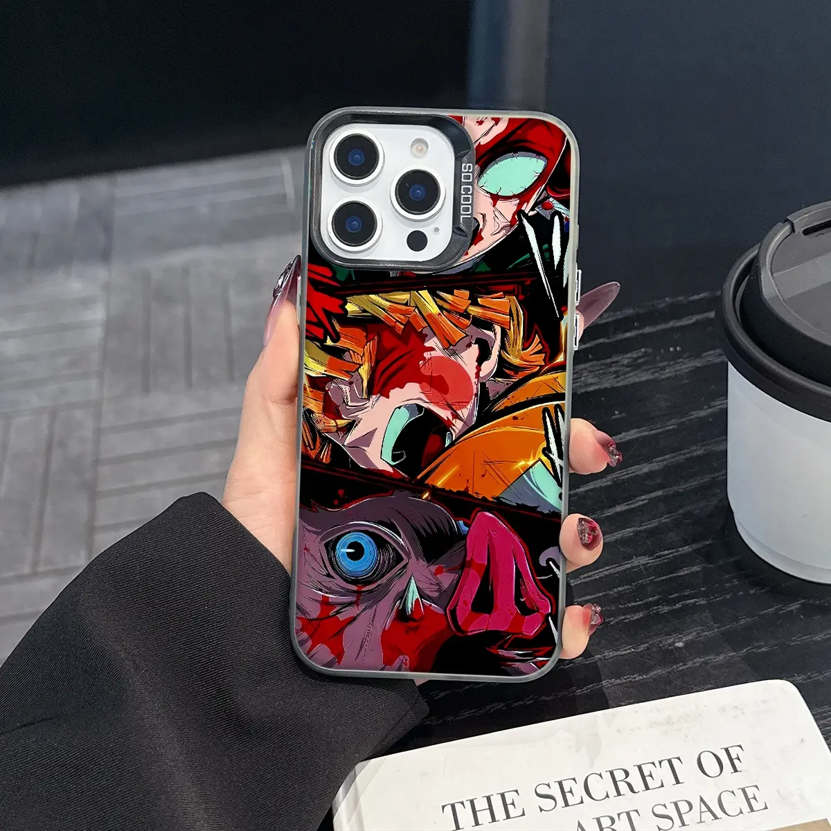 1 Hashibira Inosuke Anime phone case, fashionable and creative trendy iPhone phone case, gradient color silver phone case, suitable for iPhone 17 Pro Max, compatible with iPhone 7-17 series/Pro/Pro Max/Plus/Air/E/Mini/X/XS/XR Cover
