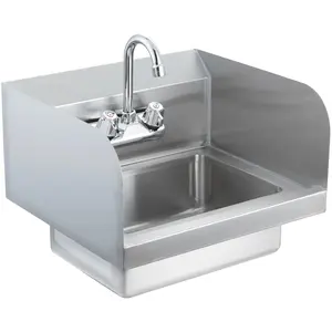 VEVOR Commercial Hand Sink with Faucet and Side Splash,  NSF Stainless Steel Sink for Washing, Small Hand Washing Sink, Wall Mount Hand Basin for Restaurant, Kitchen, Bar, Garage and Home, 17x12.8 inch